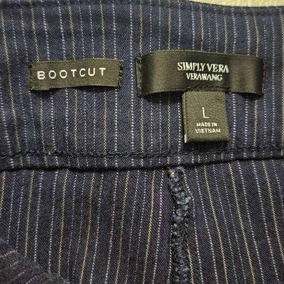 Size Large Simply Vera Slip On Navy Pinstripe Dress Pants - Picture 3 of 3